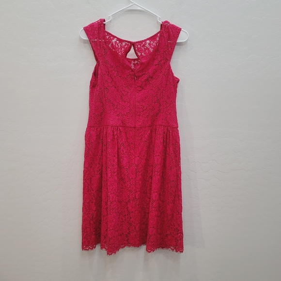 Jessica Simpson Pink Cap Sleeve Lace Dress Women's Size 6 - Picture 8 of 13